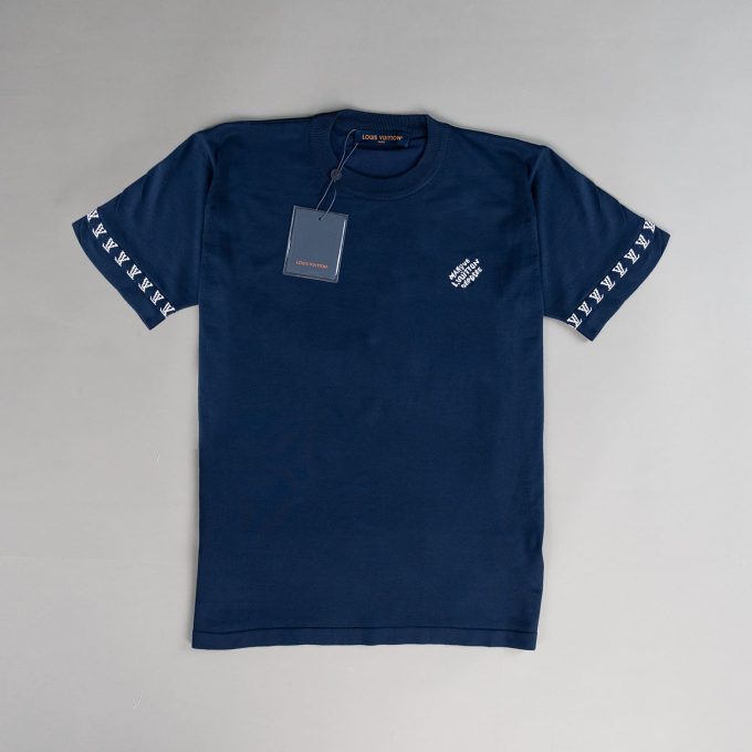 Blue Short-Sleeved Cotton T-shirt
