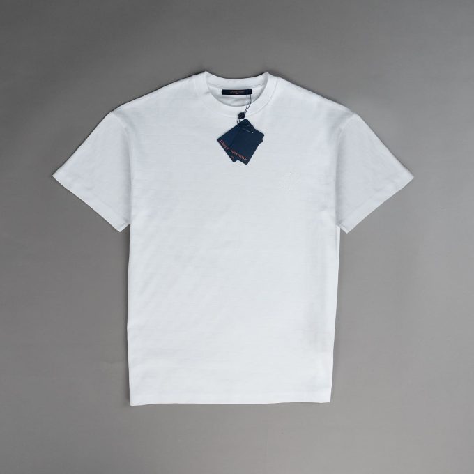 White Damier Cotton Piqué T-Shirt