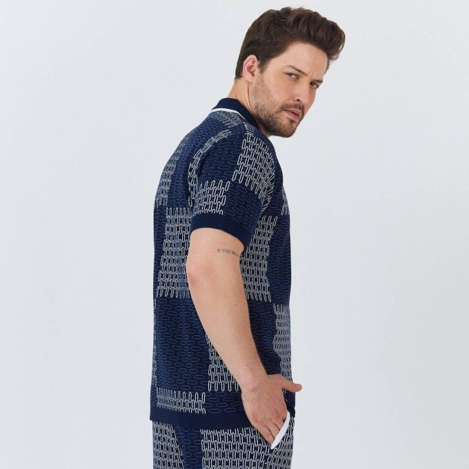 Blue Short-Sleeved Cotton Jersey Shirt