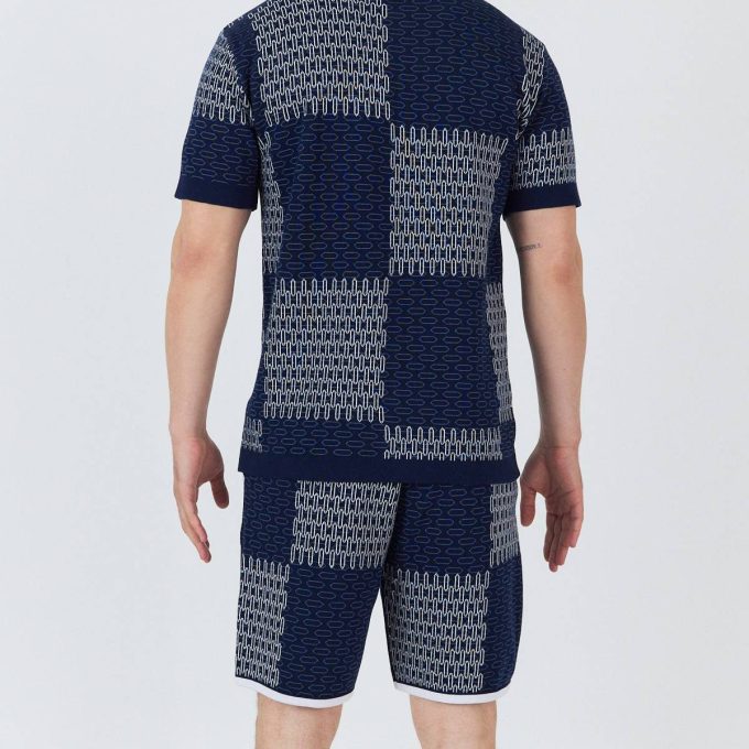 Blue Quilted Cotton Shorts