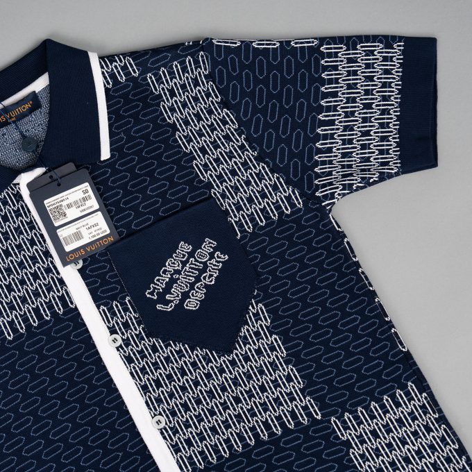 Blue Short-Sleeved Cotton Jersey Shirt