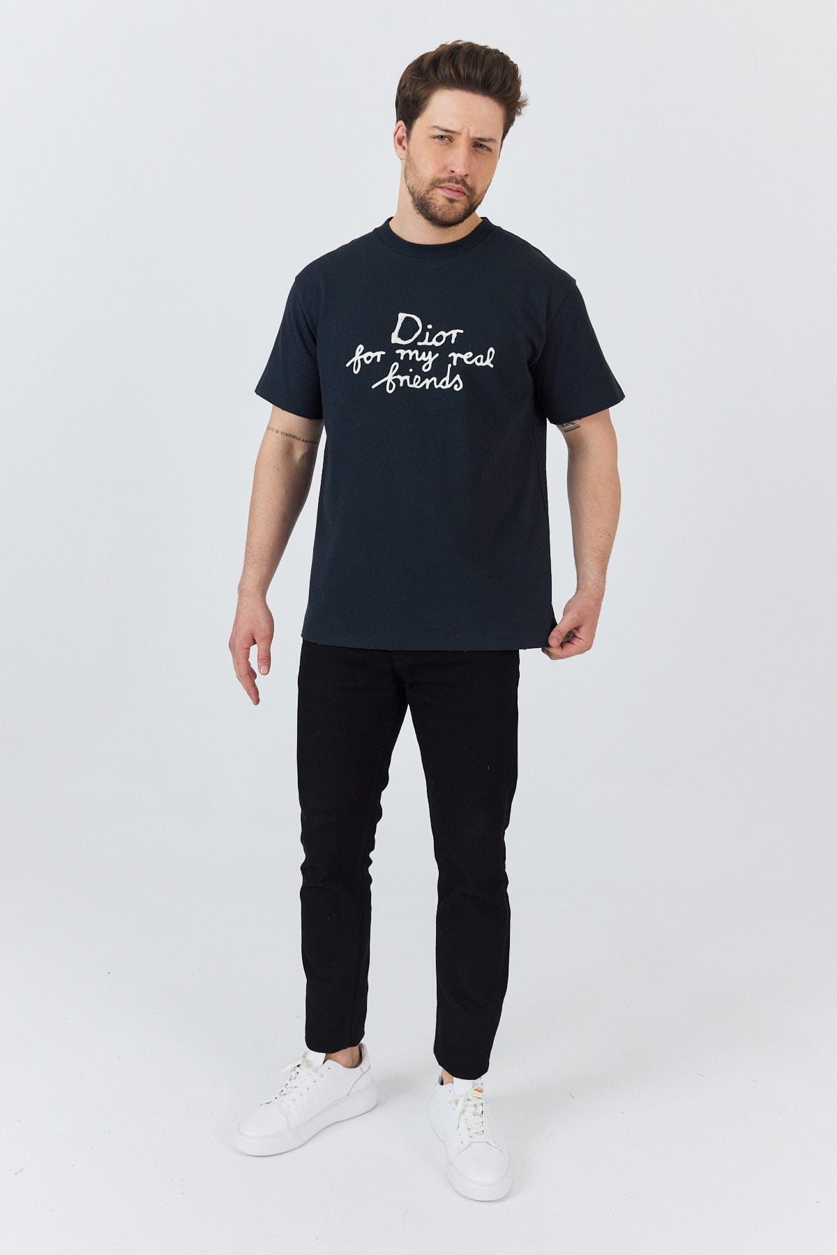 Navy Friends Logo T Shirt - Image 7