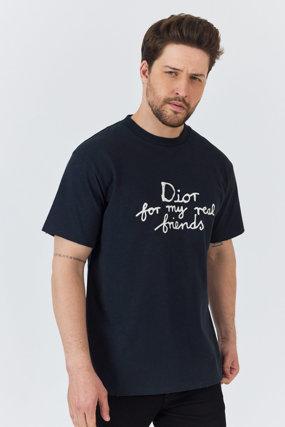 Navy Friends Logo T Shirt - Image 5