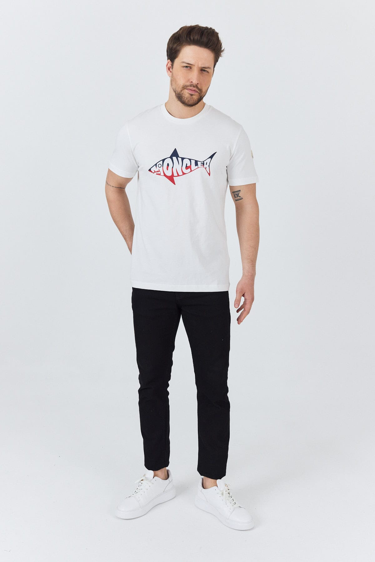 White Shark Logo Cotton T-Shirt - Image 7