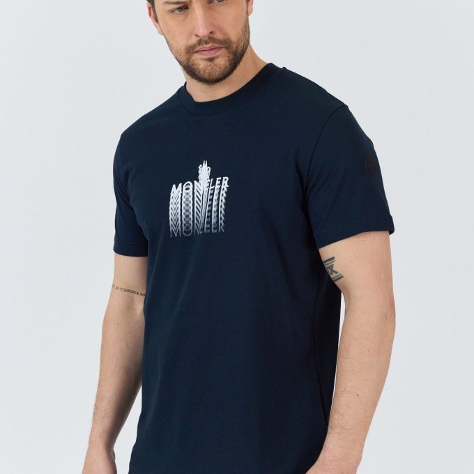 Navy Faded Logo Cotton T-Shirt