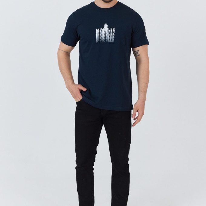 Navy Faded Logo Cotton T-Shirt