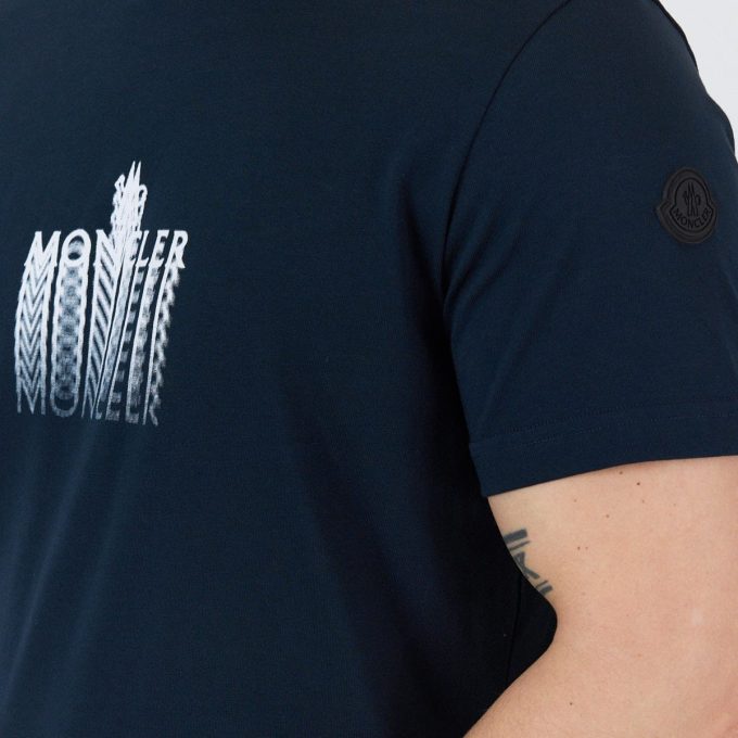 Navy Faded Logo Cotton T-Shirt