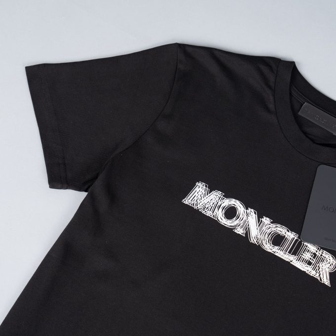 Black Blurred Logo Cotton T-Shirt