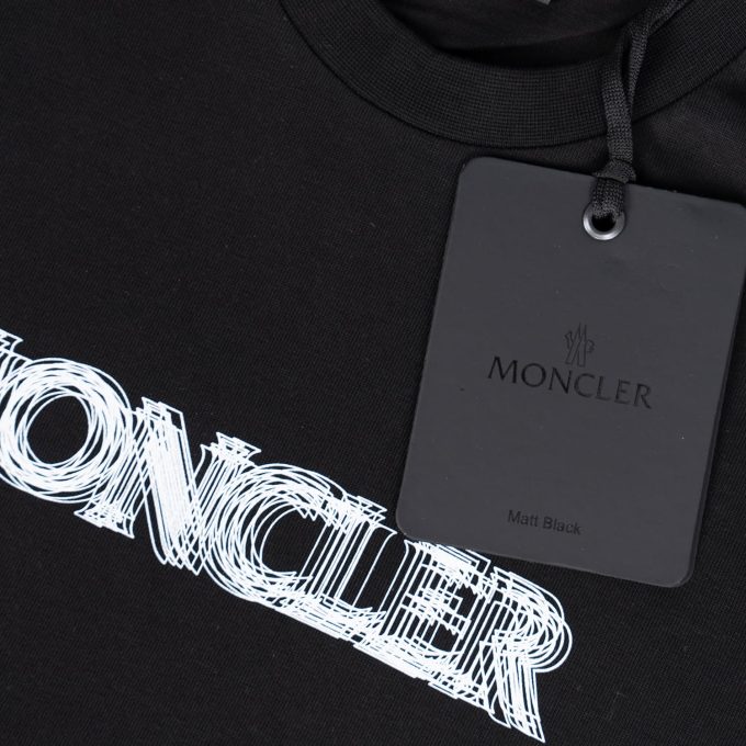 Black Blurred Logo Cotton T-Shirt