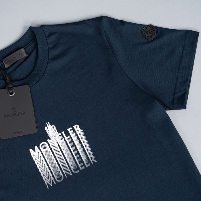 Navy Faded Logo Cotton T-Shirt