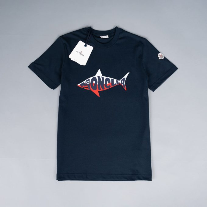 Navy Shark Logo Cotton T-Shirt