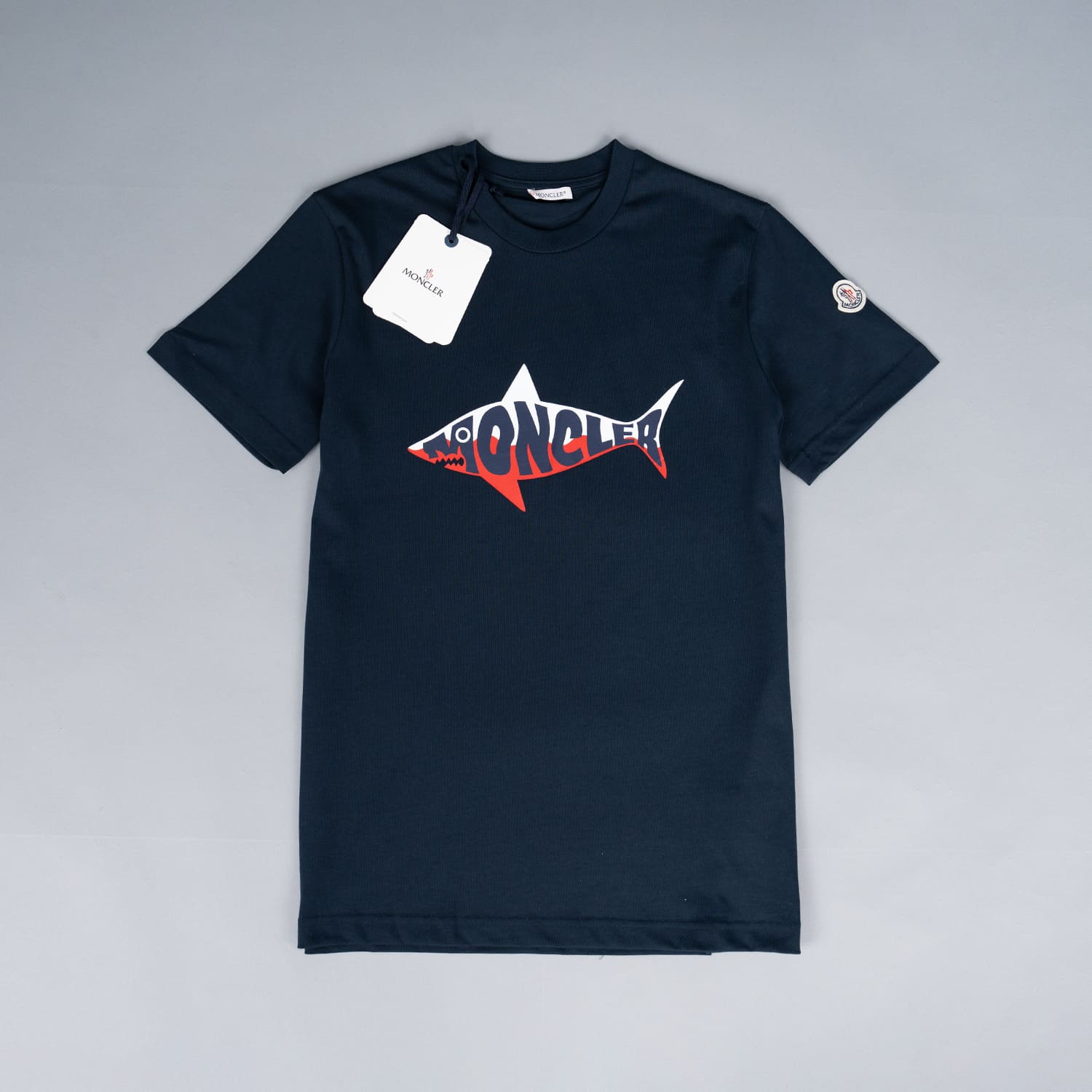 Navy Shark Logo Cotton T-Shirt