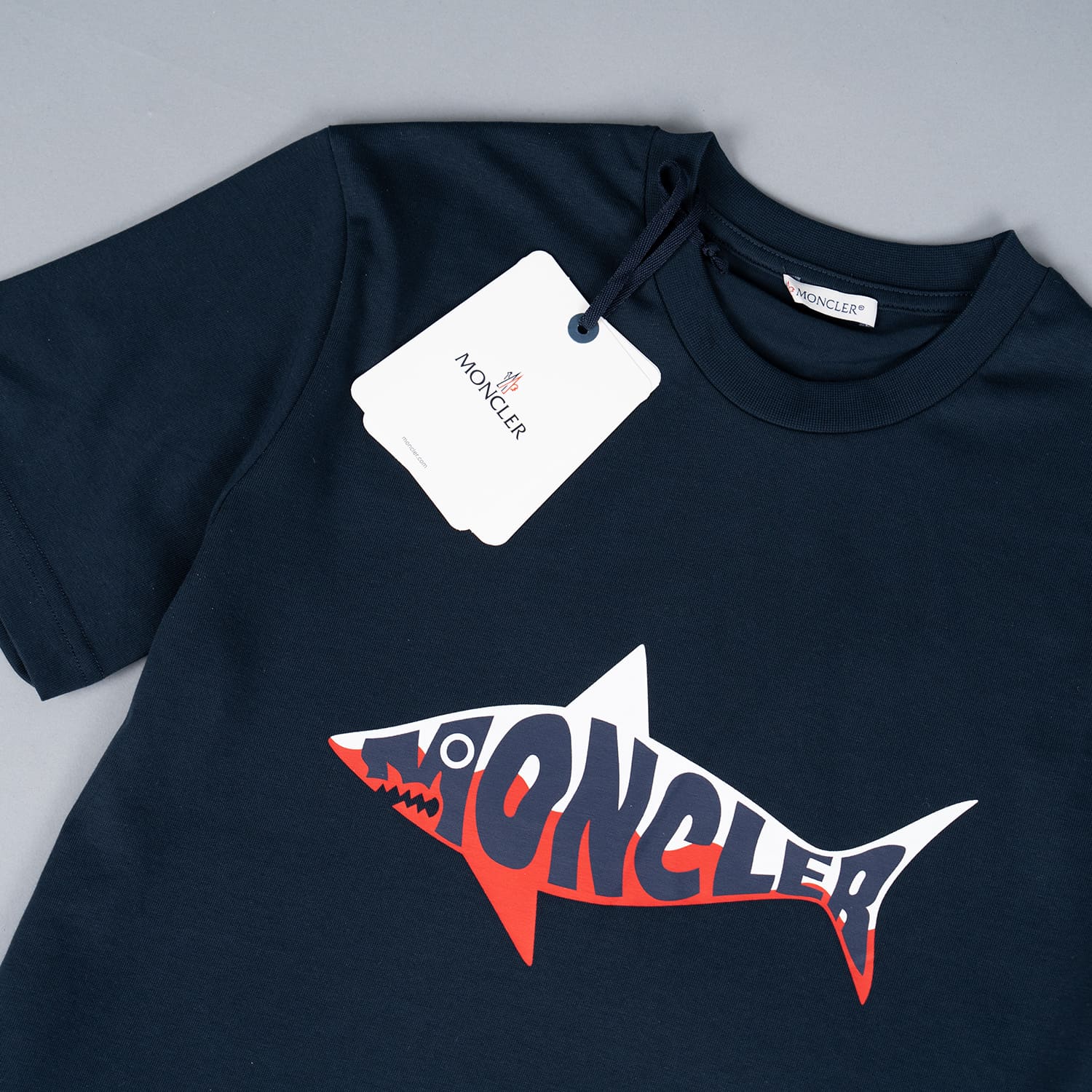 Navy Shark Logo Cotton T-Shirt - Image 2