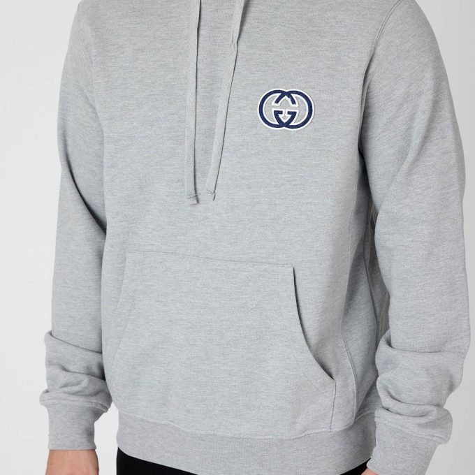 Grey Cotton Jersey Hooded Sweatshirt