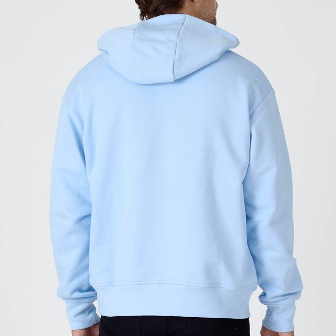 Light Blue Logo Patch Cotton Hoodie