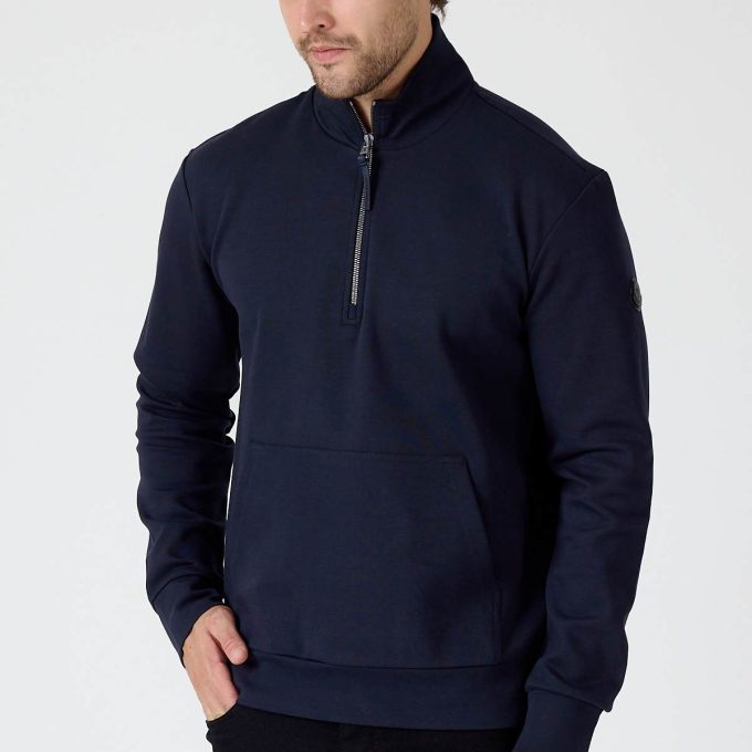 Navy Cotton Half-Zip Sweatshirt