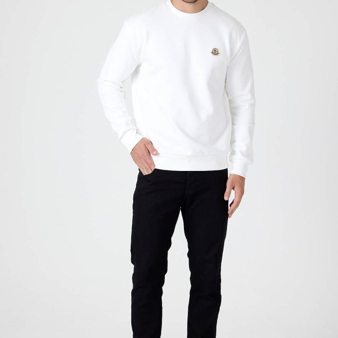 White Logo Patch Cotton Sweatshirt