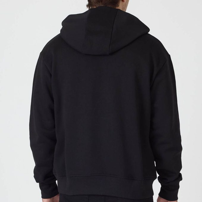 Black Logo Patch Cotton Hoodie