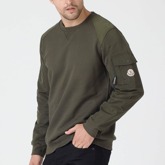 Olive Cotton Blend Sweatshirt