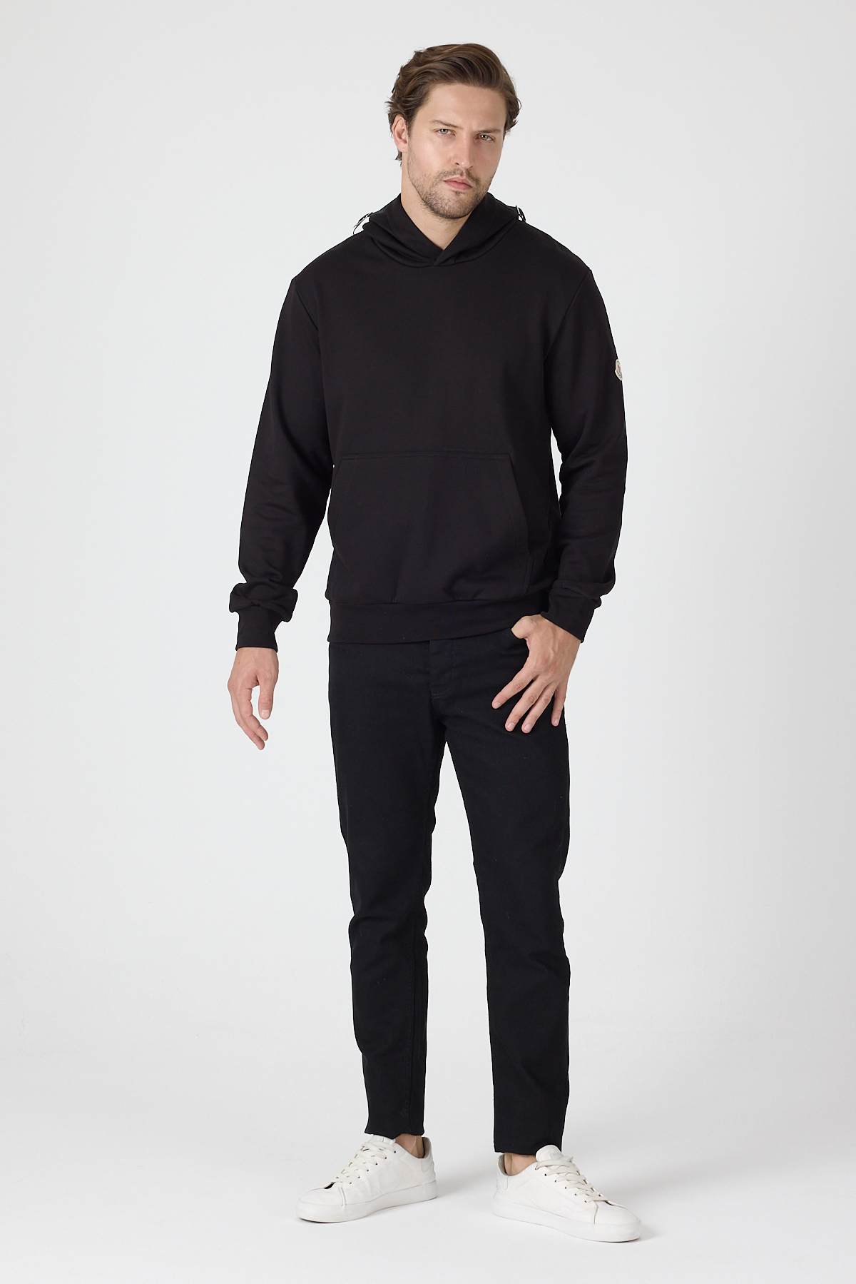 Black Adjustable Cotton Hoodie - Image 7