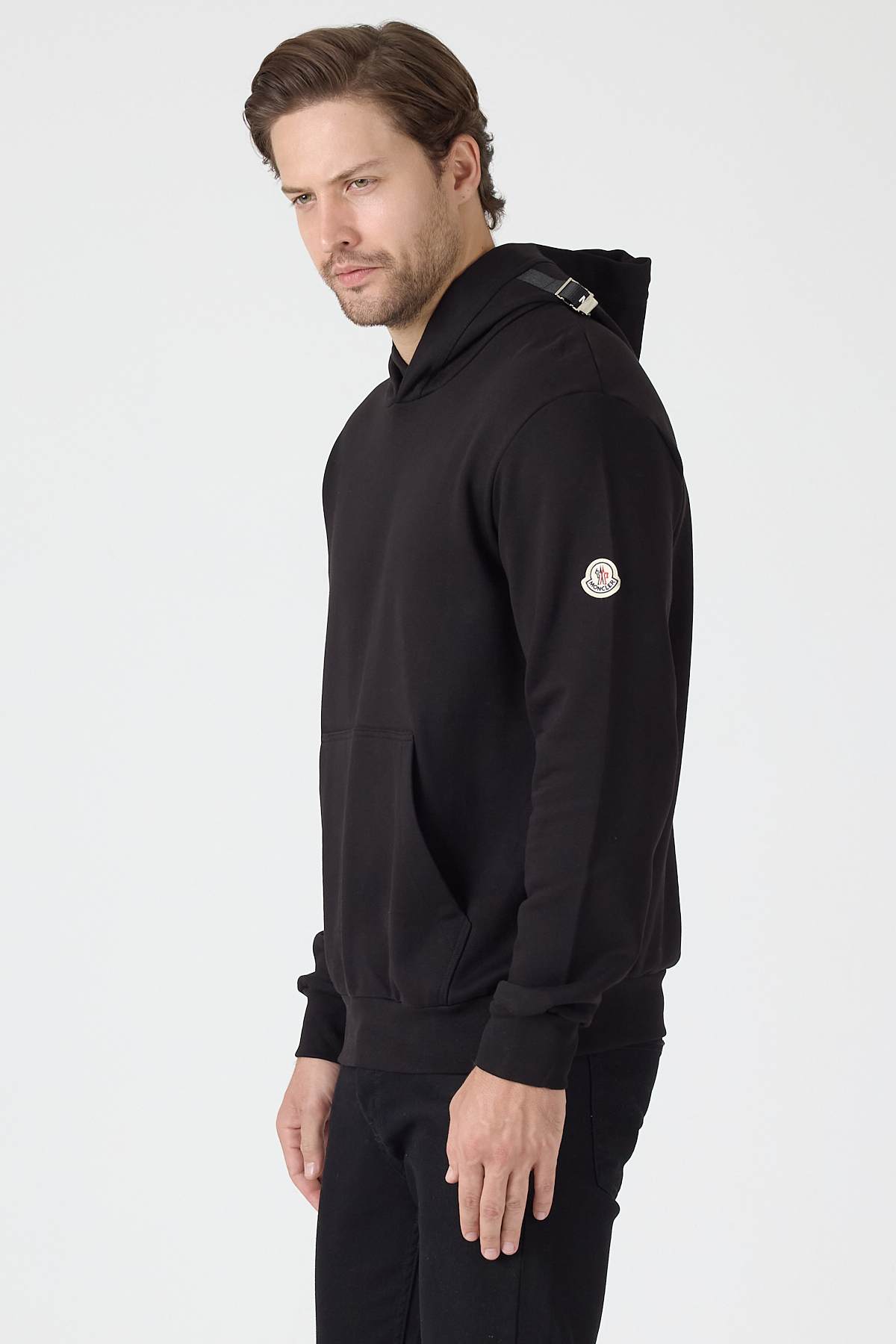 Black Adjustable Cotton Hoodie - Image 8