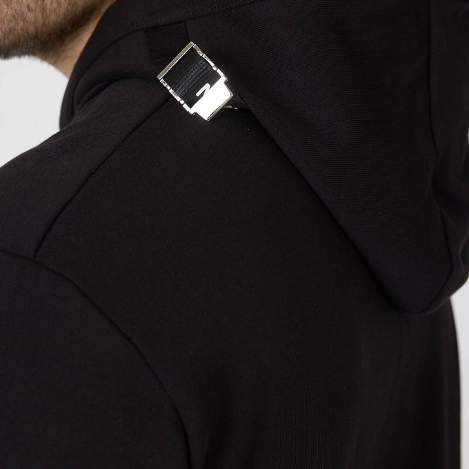 Black Adjustable Cotton Hoodie