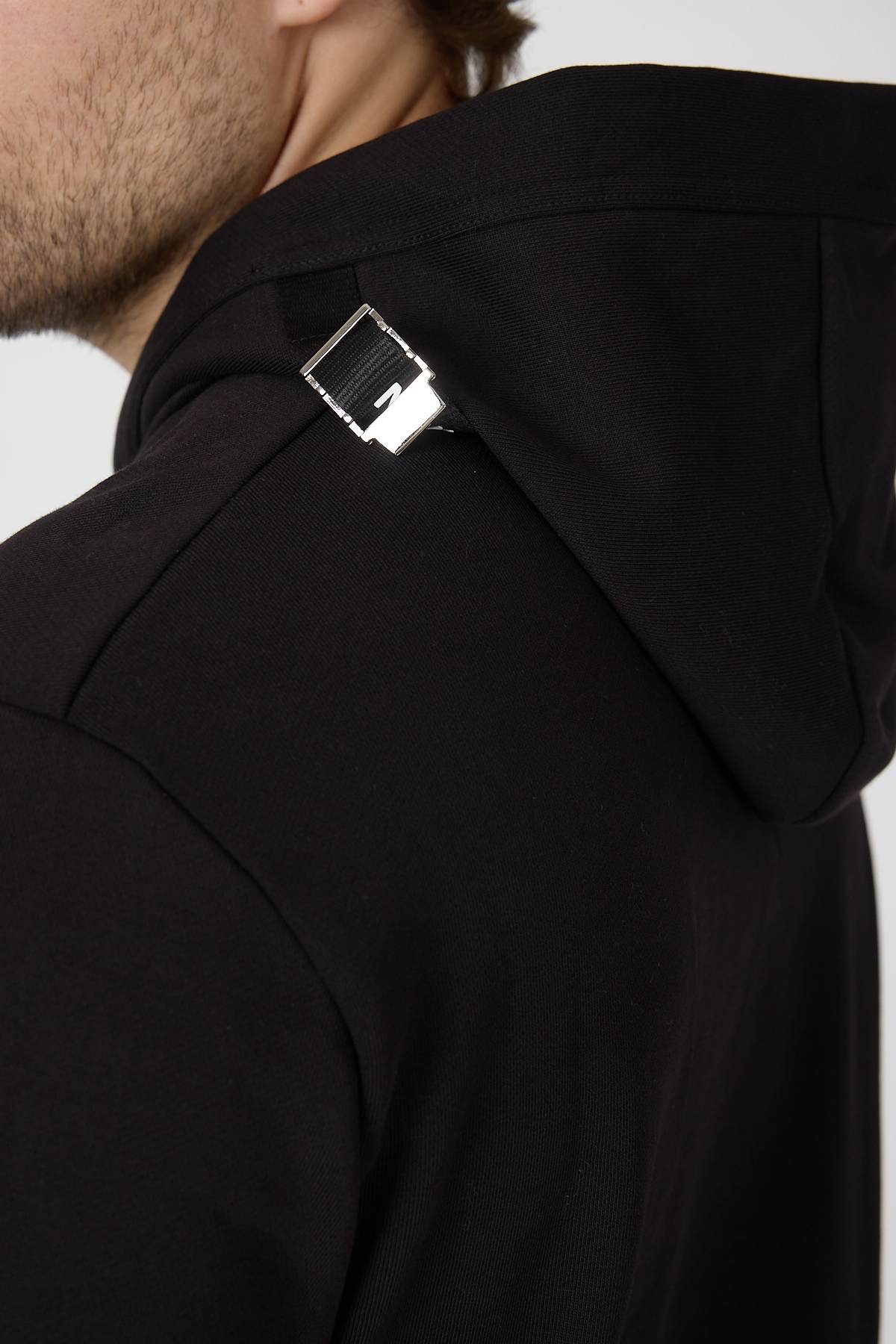 Black Adjustable Cotton Hoodie - Image 10