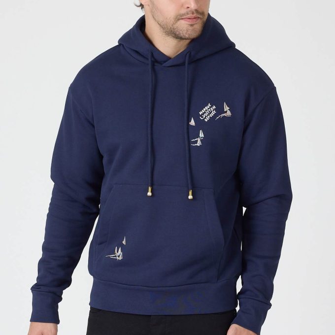 Navy Embroidered Signature Hoodie