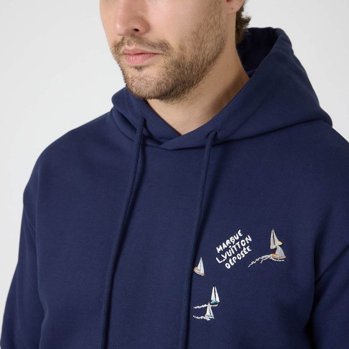 Navy Embroidered Signature Hoodie