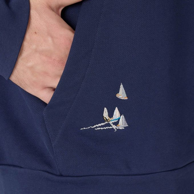 Navy Embroidered Signature Hoodie