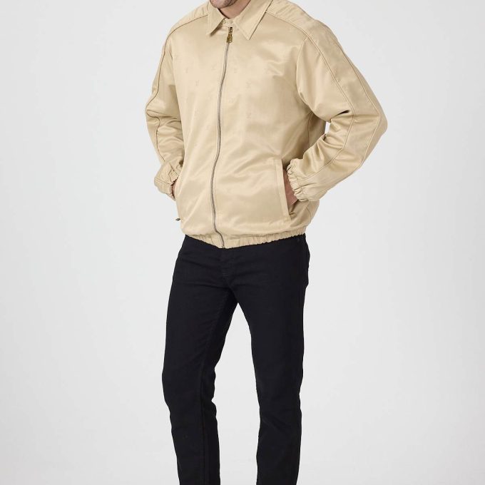 Beige Cotton Jacquard Overshirt