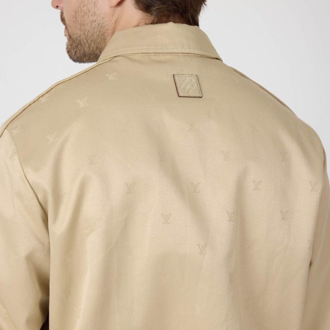 Beige Cotton Jacquard Overshirt