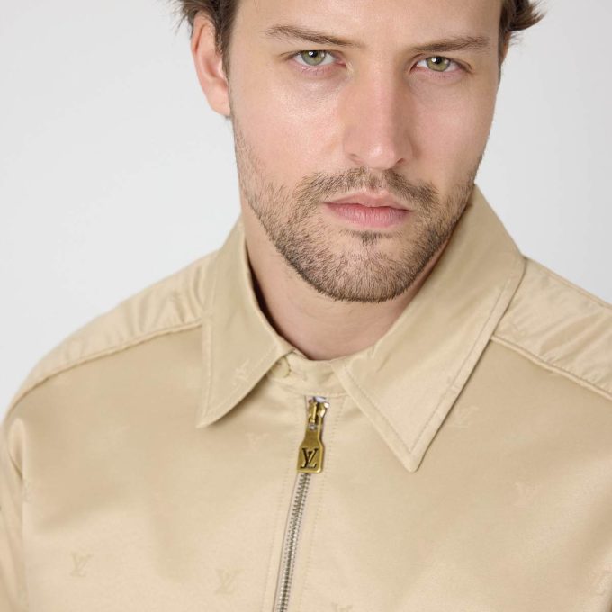 Beige Cotton Jacquard Overshirt