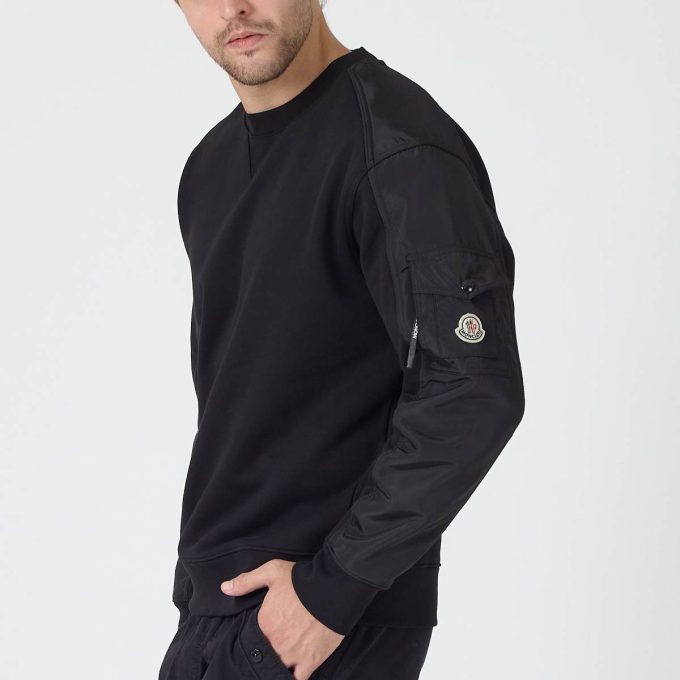 Black Cotton Blend Sweatshirt