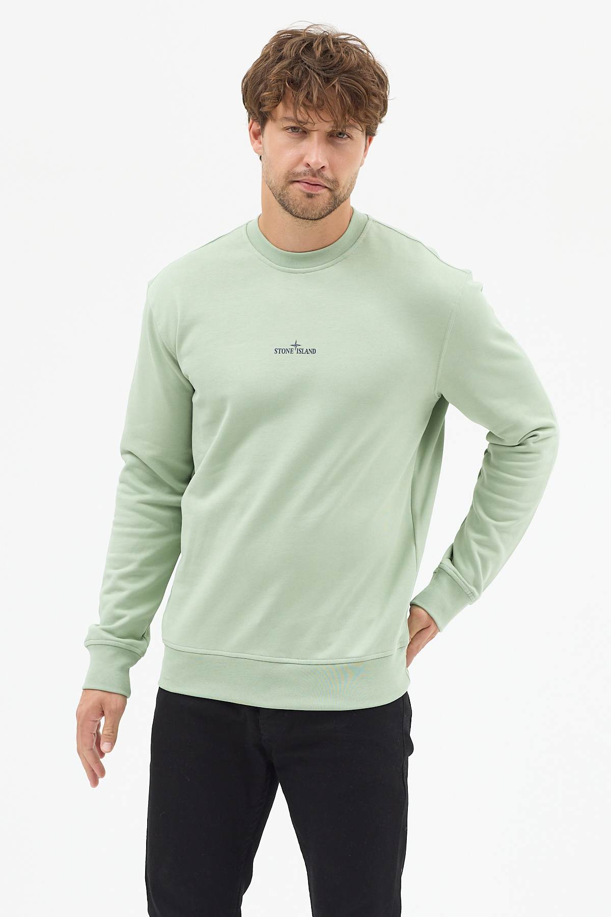 Sage Green cotton fleece sweatshirt - Image 8