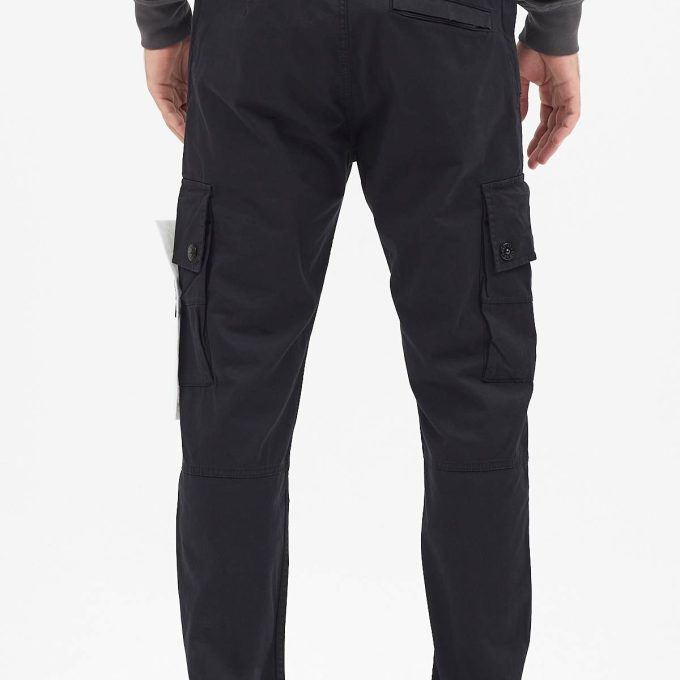 Black Stretch Twill Cotton Cargo Pants