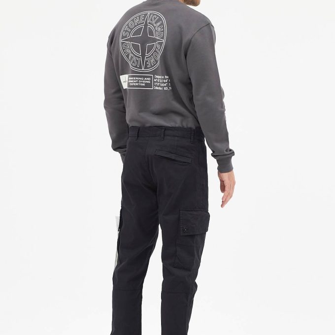 Black Stretch Twill Cotton Cargo Pants