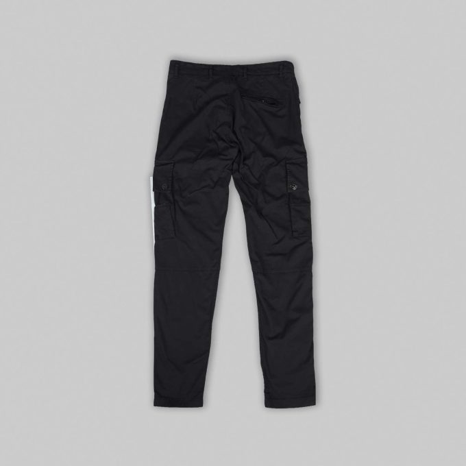 Black Stretch Twill Cotton Cargo Pants