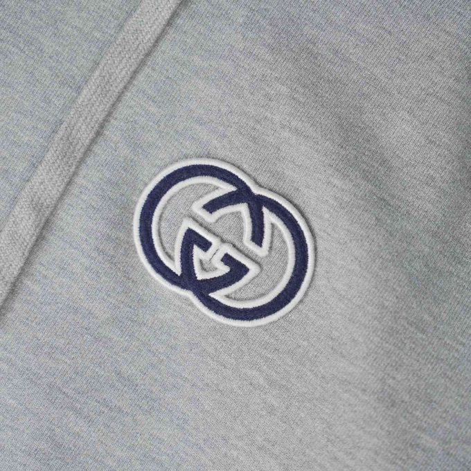 Grey Cotton Jersey Hooded Sweatshirt