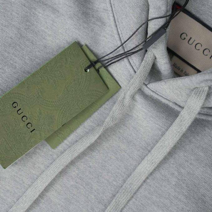 Grey Cotton Jersey Hooded Sweatshirt