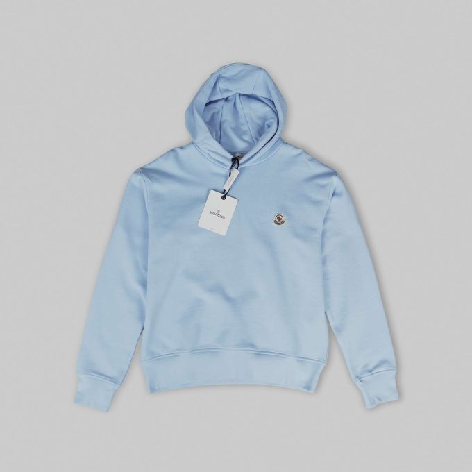 Light Blue Logo Patch Cotton Hoodie
