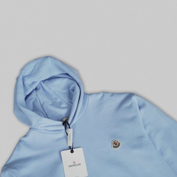 Light Blue Logo Patch Cotton Hoodie