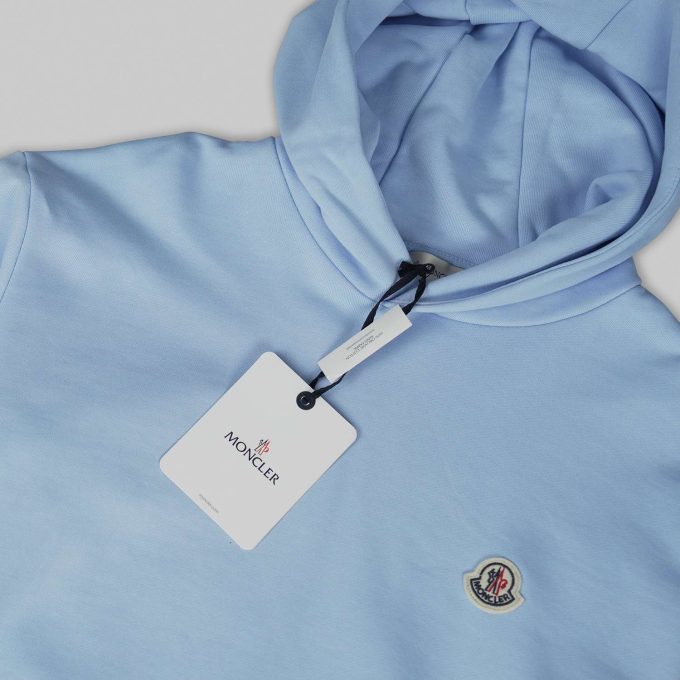 Light Blue Logo Patch Cotton Hoodie