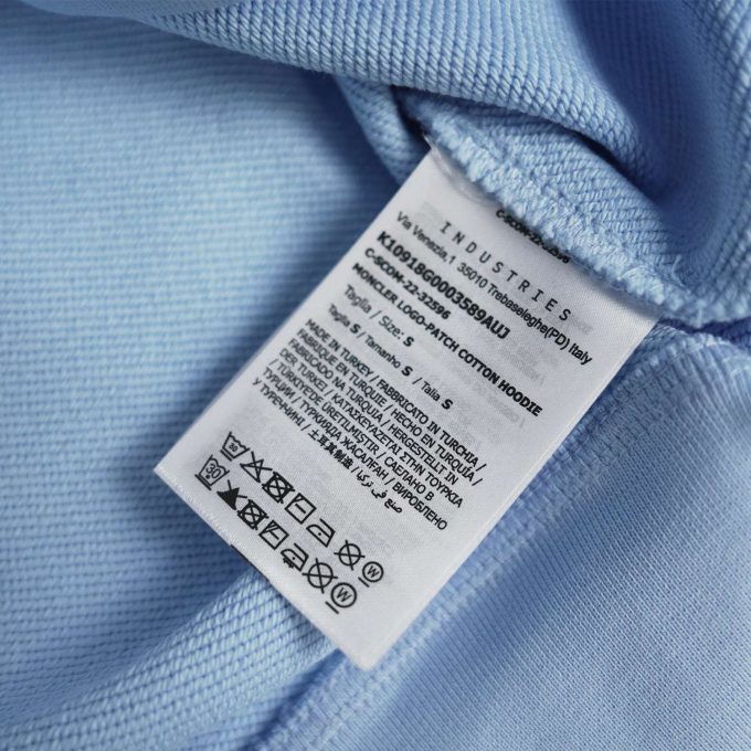 Light Blue Logo Patch Cotton Hoodie