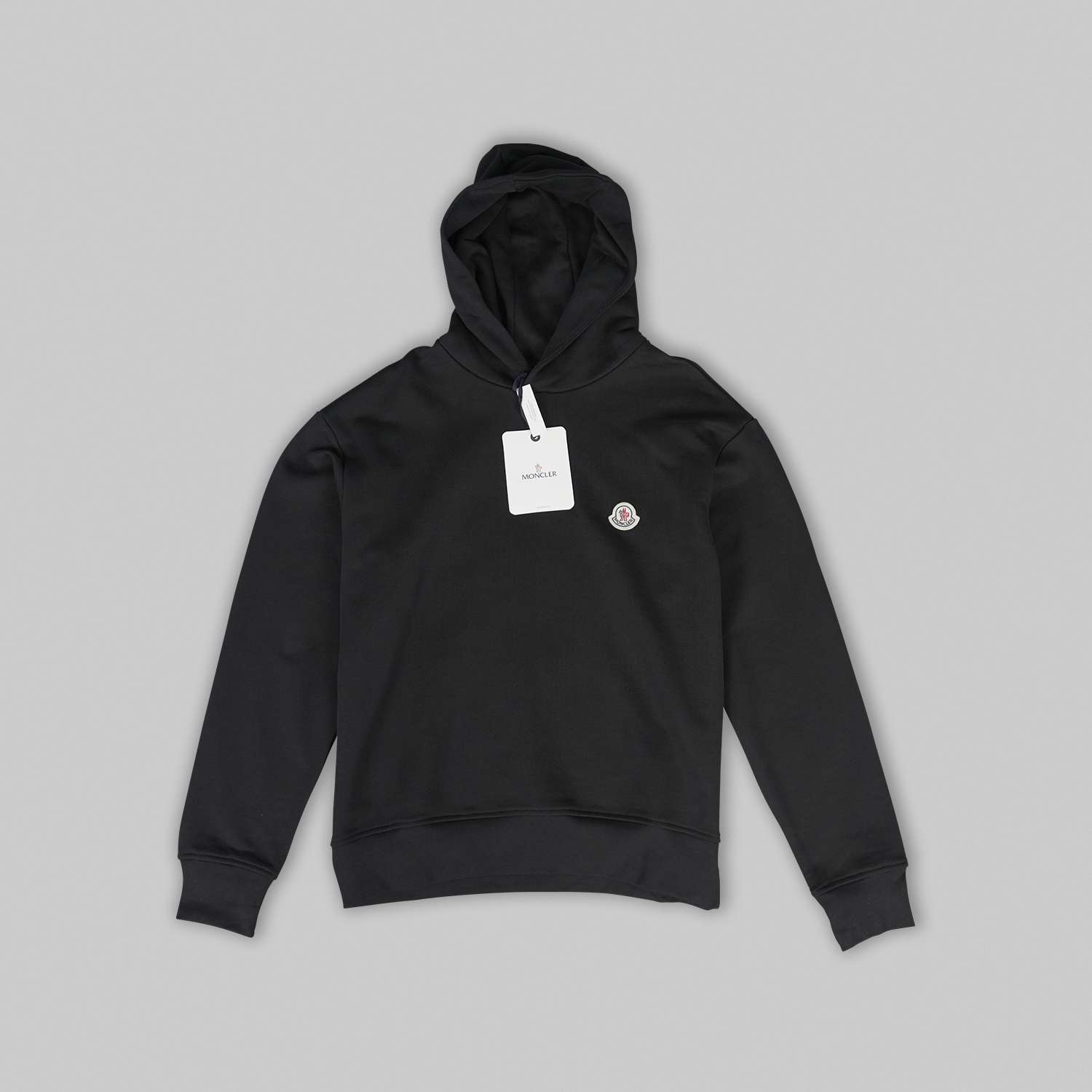 Black Logo Patch Cotton Hoodie