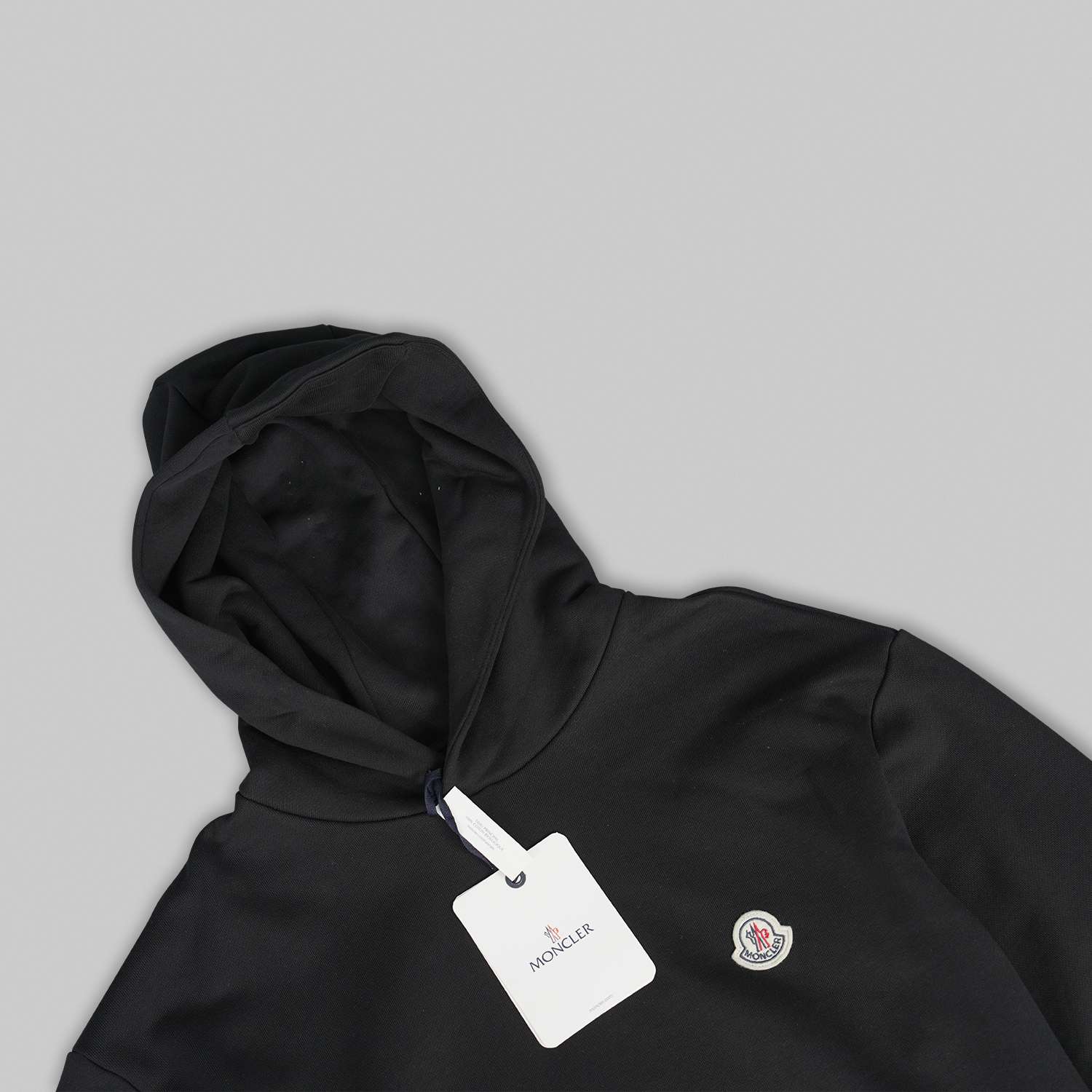 Black Logo Patch Cotton Hoodie - Image 5