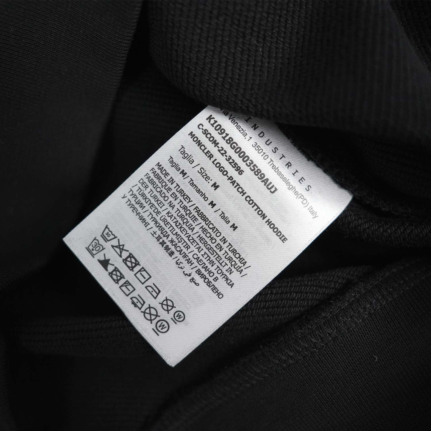 Black Logo Patch Cotton Hoodie - Image 2