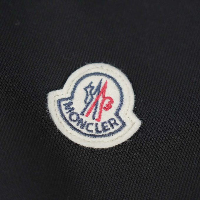 Black Logo Patch Cotton Hoodie