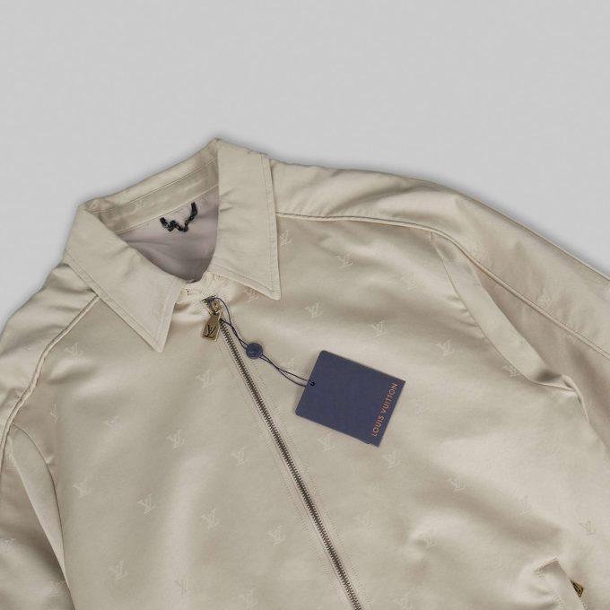 Beige Cotton Jacquard Overshirt