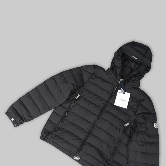 Black hooded down jacket